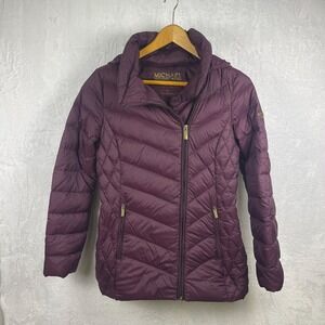 Michael Michael Kors Packable Down Fill Puffer Jacket Coat Maroon XS‎